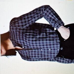 Untuckit For Her Tara  Blouse Ladies 12 Button Down Mock Neck Academia Preppy